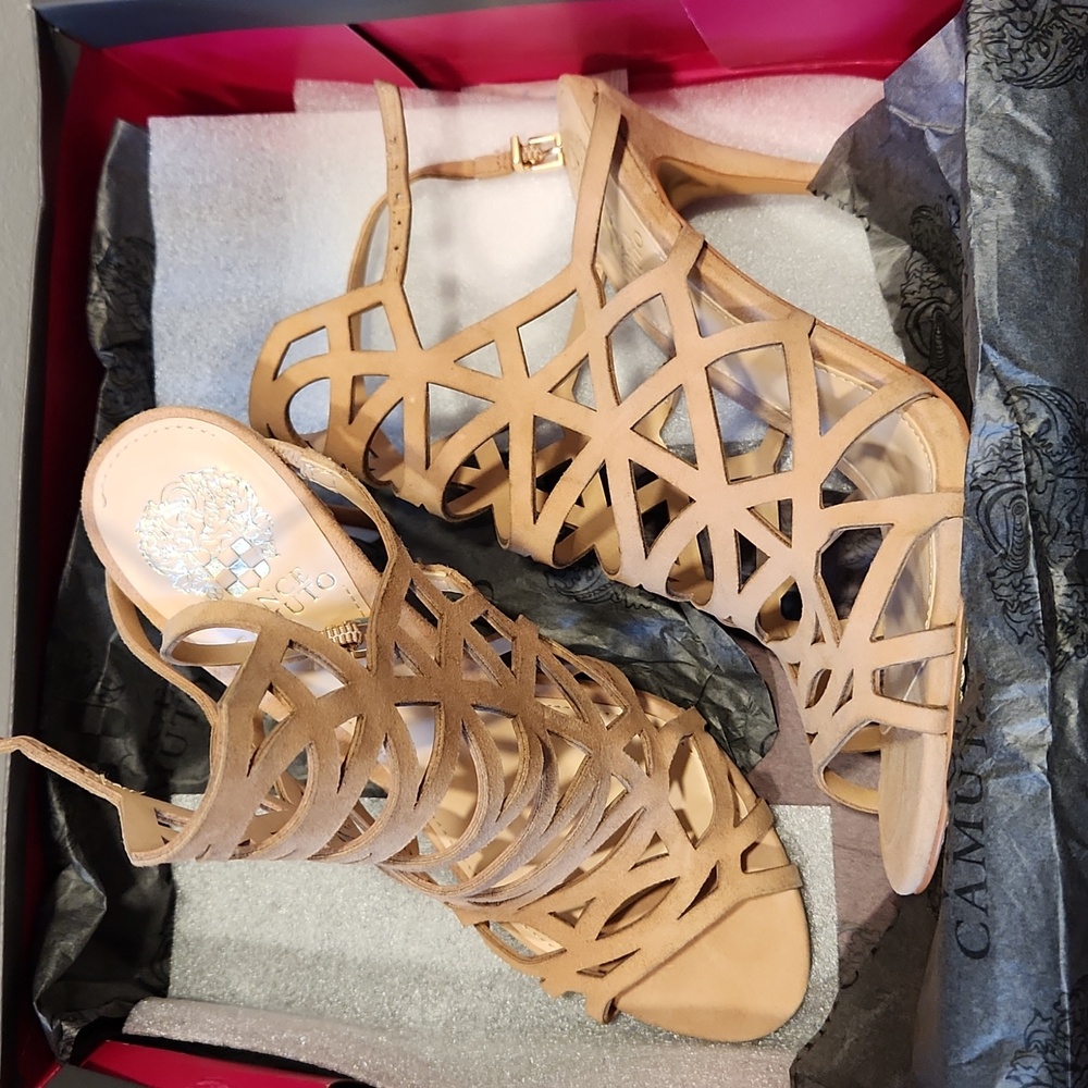 Vince Camuto Neutral Suede Sandal 8.5 NWT